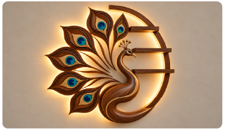 peacock-wall-shelf-wooden-decor