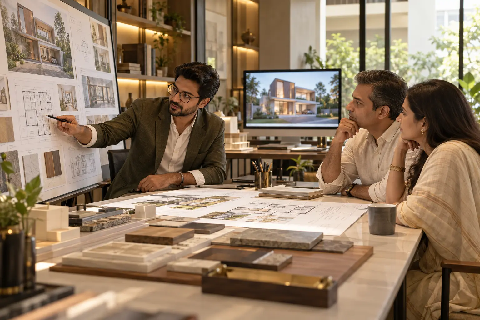 Architect and Client Reviewing Home Design
